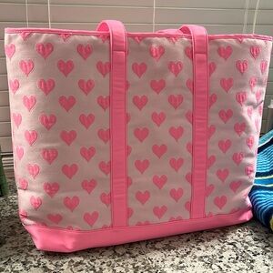 NEW ✅ Stoney clover lane Heart Jacquard pink large tote